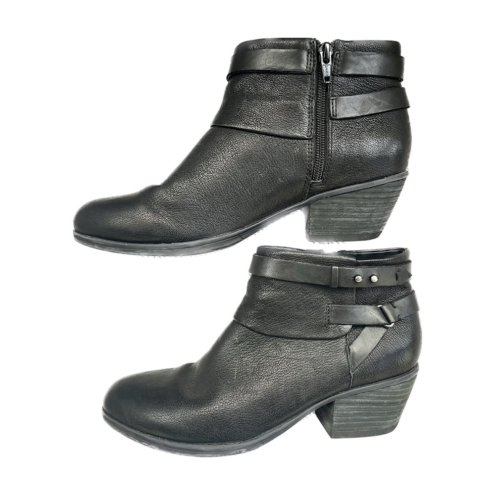 Clarks Gelata Freeza Black Leather women’s booties ankle sz 9 excellent cond
